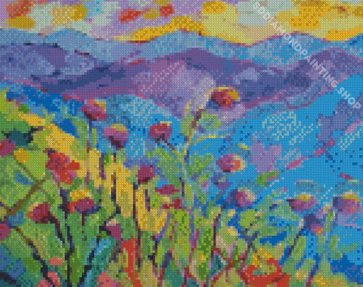 Colorful Abstract Thistle Field Diamond Painting