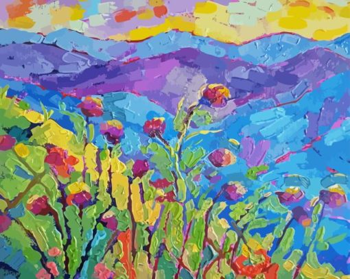 Colorful Abstract Thistle Field Diamond Painting