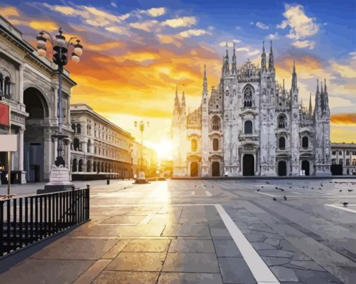 Duomo Di Milano At Sunset Diamond Painting