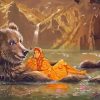 Girl With The Bear In Water Diamond Painting