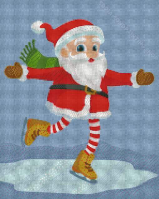 Santa Claus Ice Skate Merry Christmas Diamond Painting