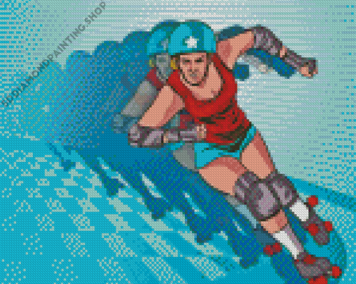 Speeding Roller Derby Girl Diamond Painting