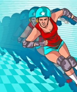 Speeding Roller Derby Girl Diamond Painting