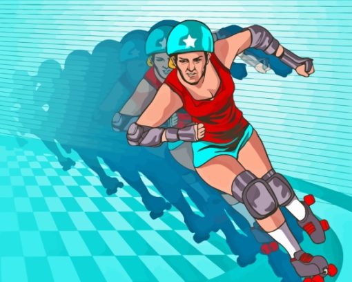 Speeding Roller Derby Girl Diamond Painting