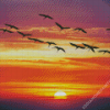 Sunset Geese Flying Diamond Painting