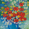 Vase With Cornflowers And Poppies Diamond Painting