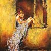 Woman In Yellow Window Diamond Painting