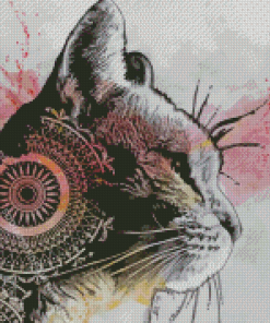 Abstract Mandala Cat Diamond Painting