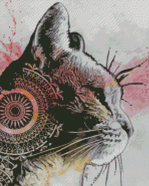 Abstract Mandala Cat Diamond Painting