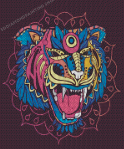 Colorful Mandala Tiger Head Diamond Painting