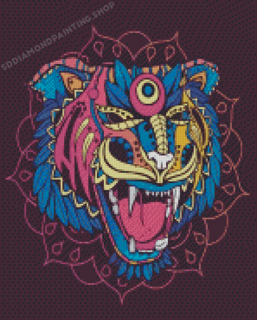 Colorful Mandala Tiger Head Diamond Painting