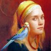 Woman And Bird Louise Camille Fenne Diamond Painting