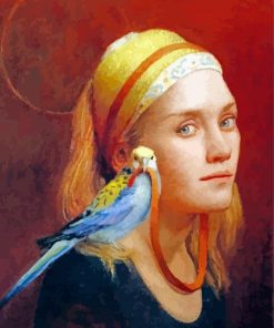 Woman And Bird Louise Camille Fenne Diamond Painting