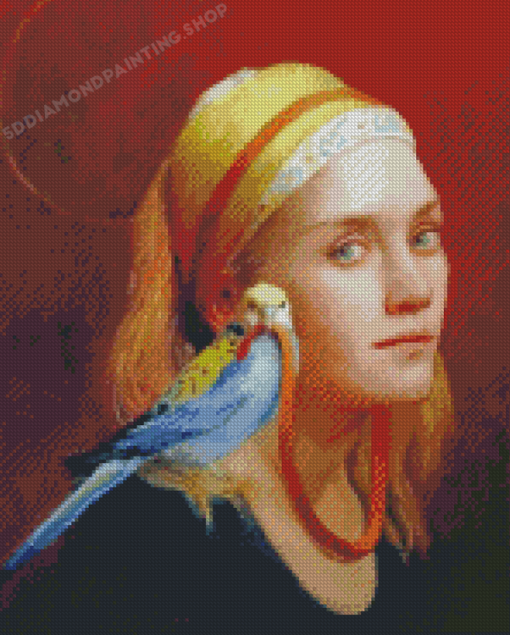 Woman And Bird Louise Camille Fenne Diamond Painting