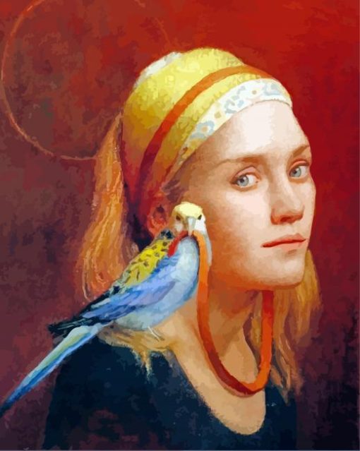 Woman And Bird Louise Camille Fenne Diamond Painting