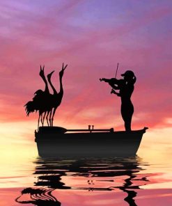 Bird And Violinist Silhouette Diamond Painting