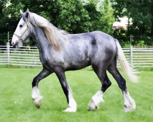 Grey Shire Horse Diamond Painting