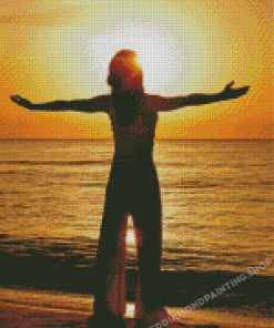 Woman On Beach Silhouette Diamond Painting