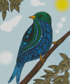 Blue And Green Mandala Bird Diamond Painting