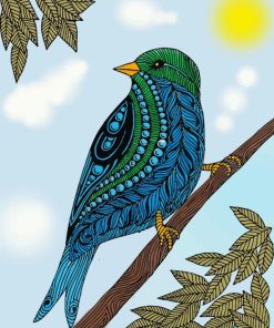 Blue And Green Mandala Bird Diamond Painting