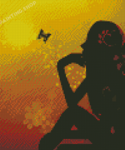 Butterfly And Woman Silhouette Diamond Painting