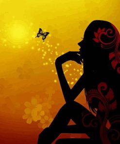 Butterfly And Woman Silhouette Diamond Painting