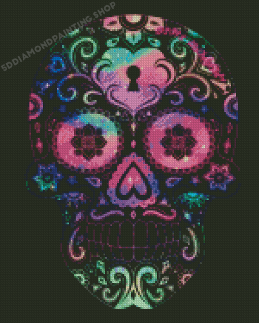 Mexican Mandala Neon Skull Diamond Painting