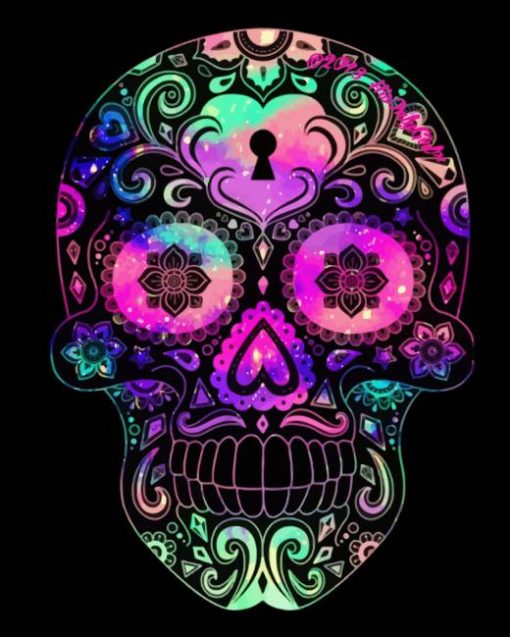 Mexican Mandala Neon Skull Diamond Painting