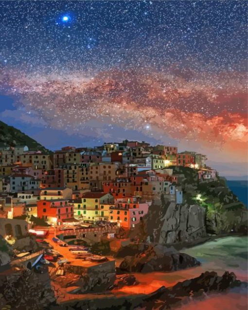 Starry Night In Manarola Diamond Painting