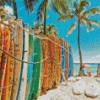 Waikiki Beach Surfboard Diamond Painting