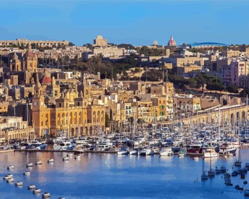 Harbor Of Malta Aerial View diamond painting